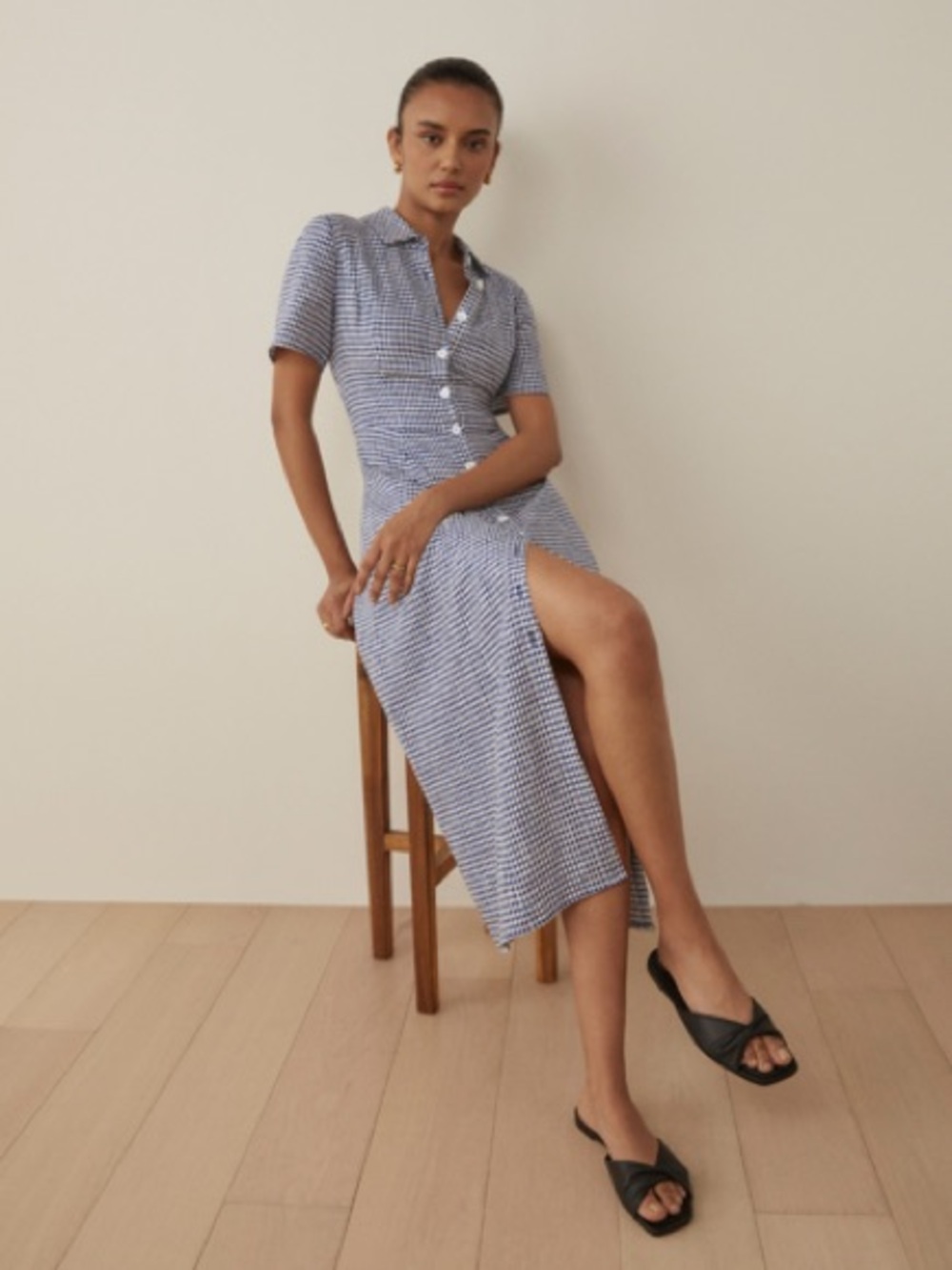 Reformation Marianne Linen Dress Cherry Print